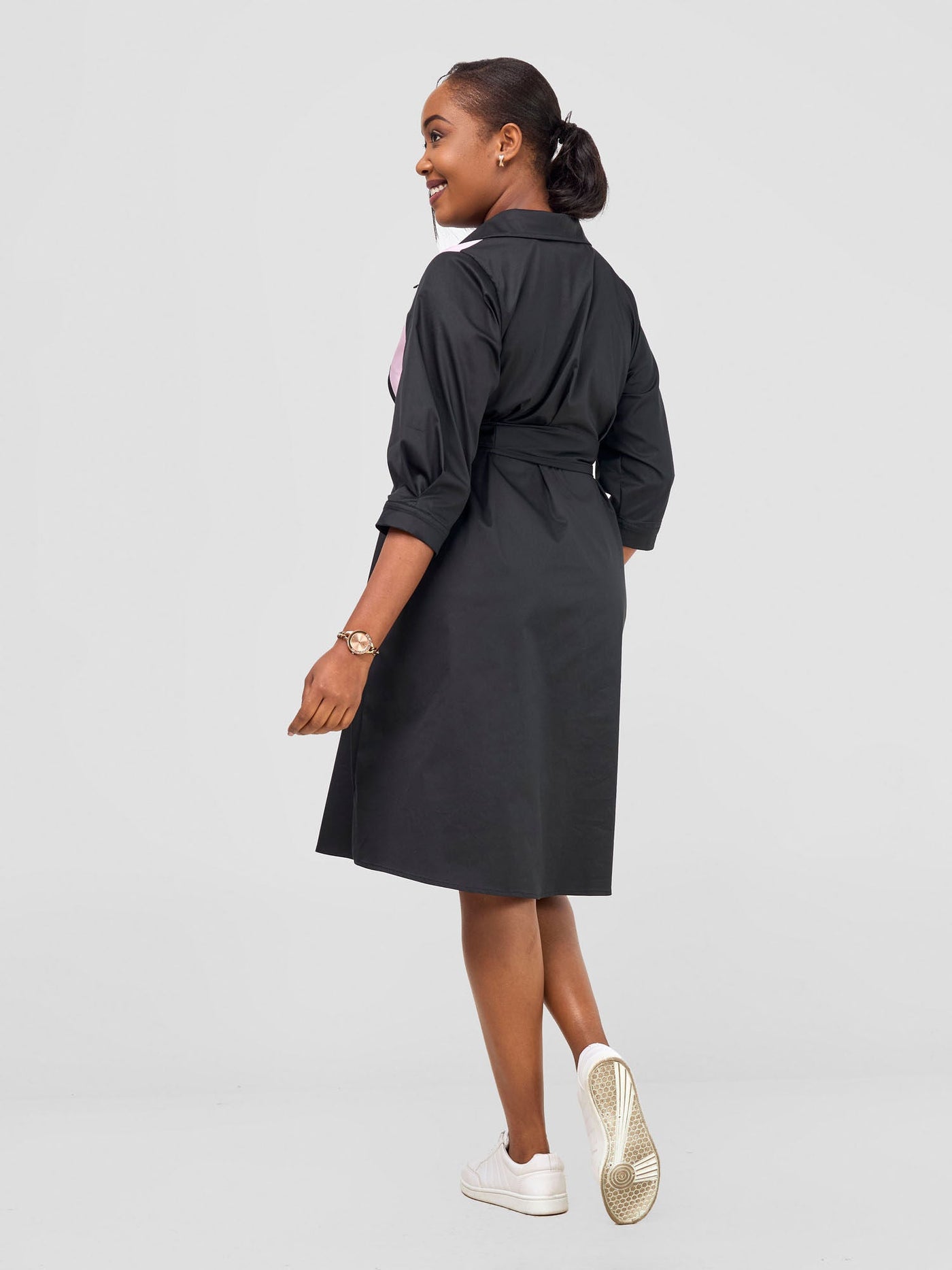 Lira Front Panelled Shirt Dress - Black / Pink