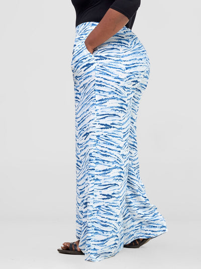 Vivo Basic Crepe Pants - Blue / White Print - Shopzetu