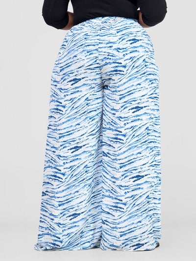 Vivo Basic Crepe Pants - Blue / White Print - Shopzetu