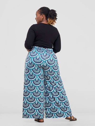 Nkasi Wide Leg Pants - Teal / Burgundy Kasi Print