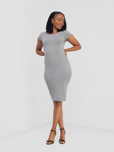 Vivo Basic Cap Sleeve Bodycon - Light Grey - Shopzetu