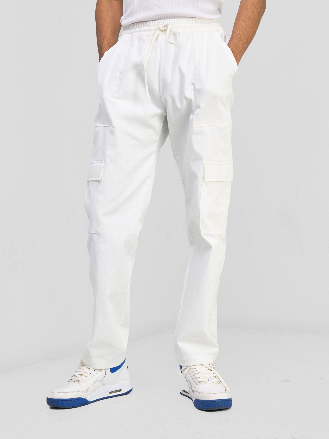 Zoya Banda Men's Cargo Pants - White - Shopzetu