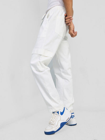 Zoya Banda Men's Cargo Pants - White - Shopzetu