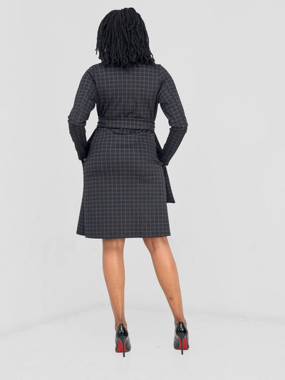 Vivo Paji Trench Coat - Black Checkered Print - Shopzetu