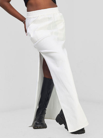 Zoya Banda High Slit Maxi Skirt - White - Shopzetu