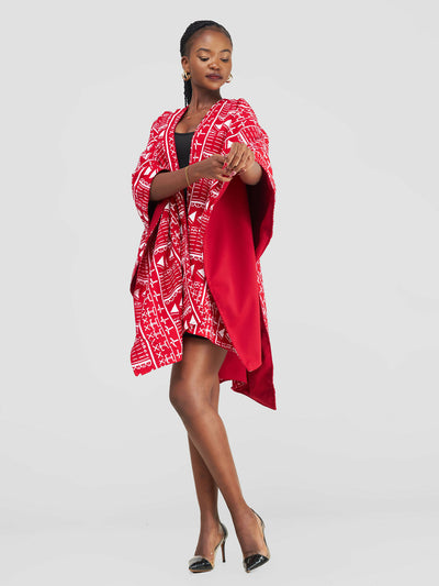 African Yuva Ndege Reversible Cape - Red - Shopzetu