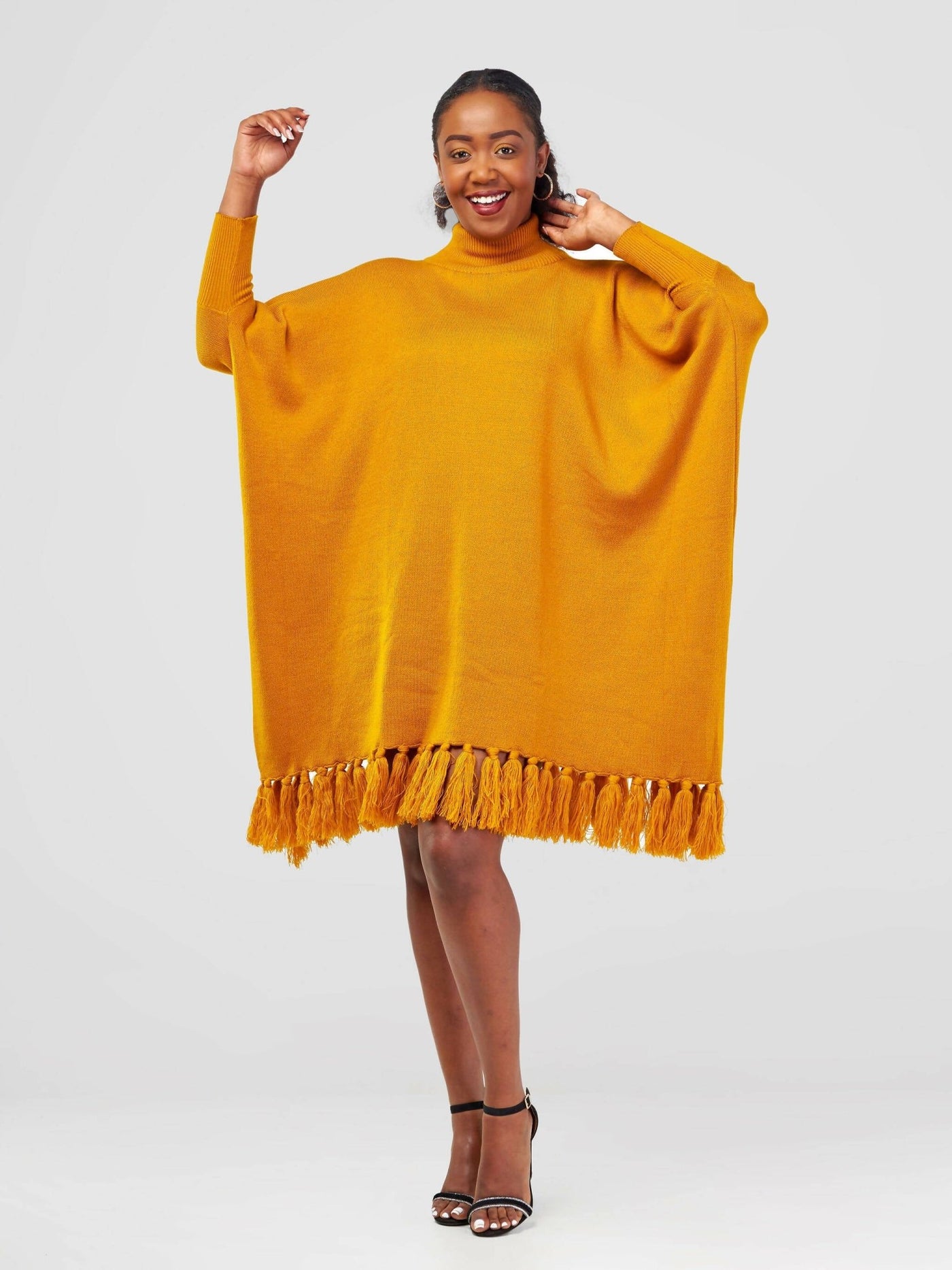 Anel's Knitwear Salsa Dress - Mustard - Shopzetu