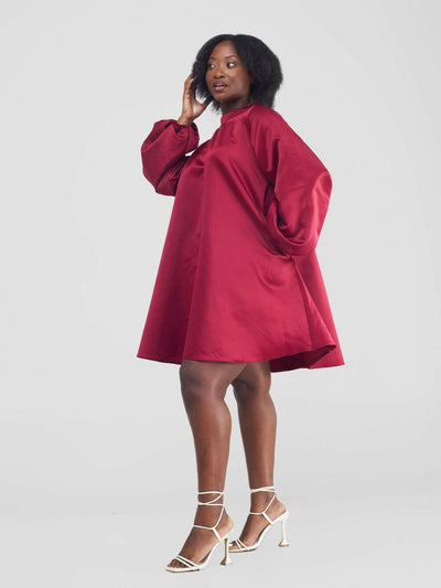 Vuli Closet Shift Dress - Maroon - Shopzetu