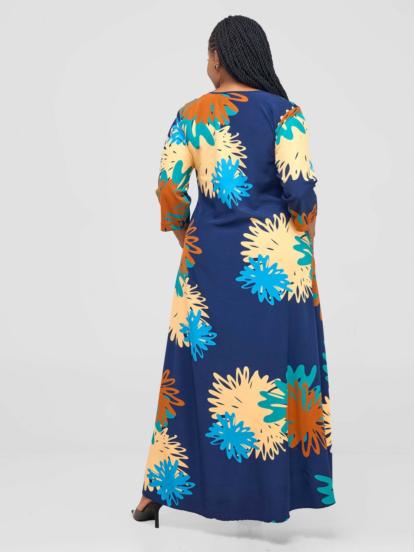 Salok Havilah Wear Blum Dress - Navy Blue Print - Shopzetu