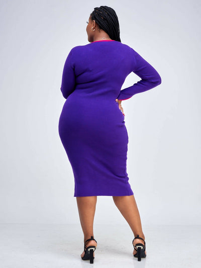 Elsie Glamour Zainabu Knit Dress - Purple - Shopzetu