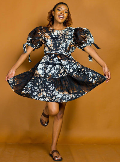 African Yuva Violet Dress - Brown - Shopzetu