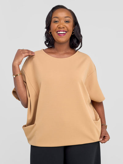 Vivo Wila Dolman Tunic - Taupe - Shopzetu