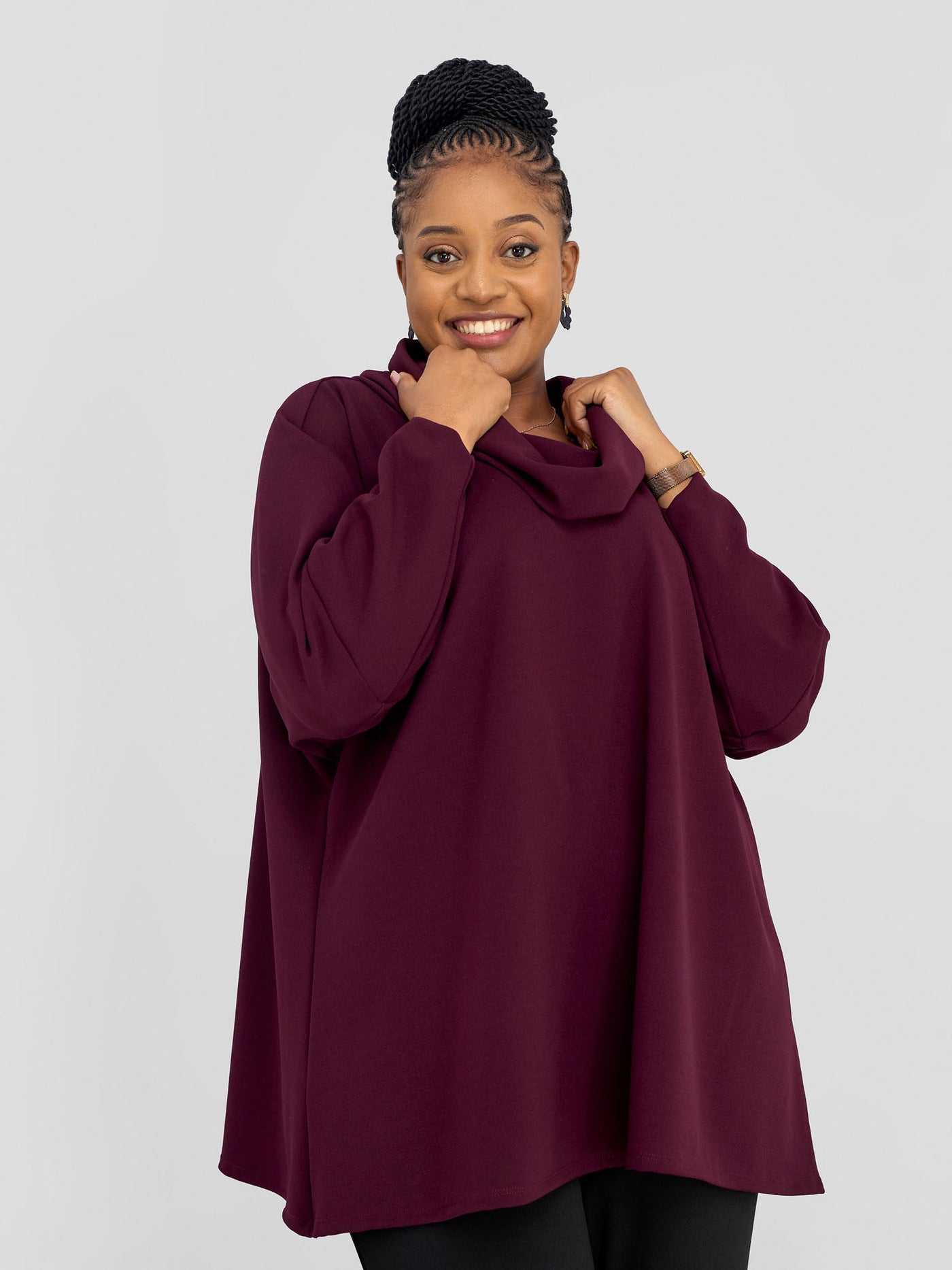 Vivo Wila Cowl Poncho - Burgundy