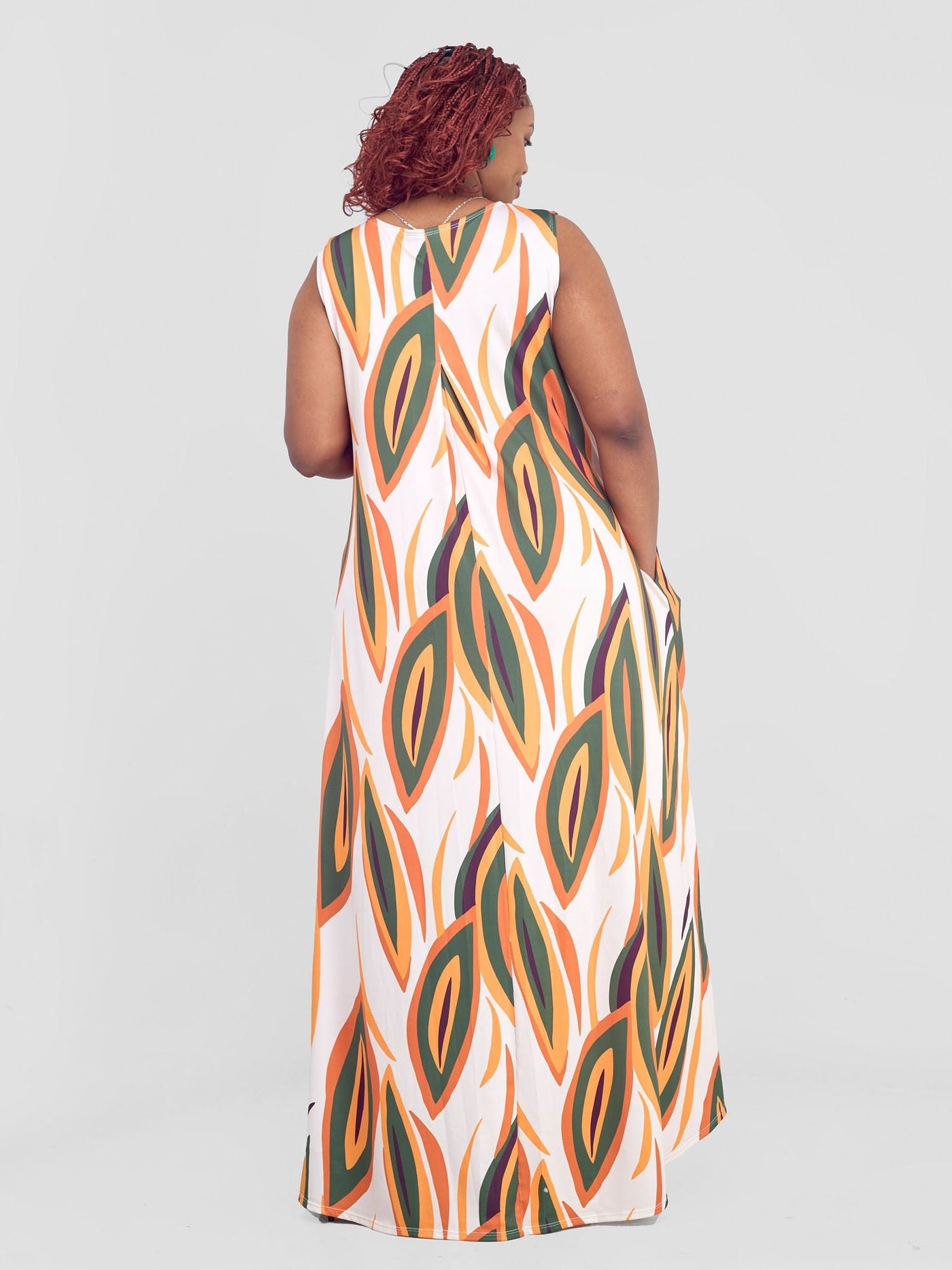 Vivo Lumi Back Pleat Maxi Dress - Taupe / Orange - Shopzetu