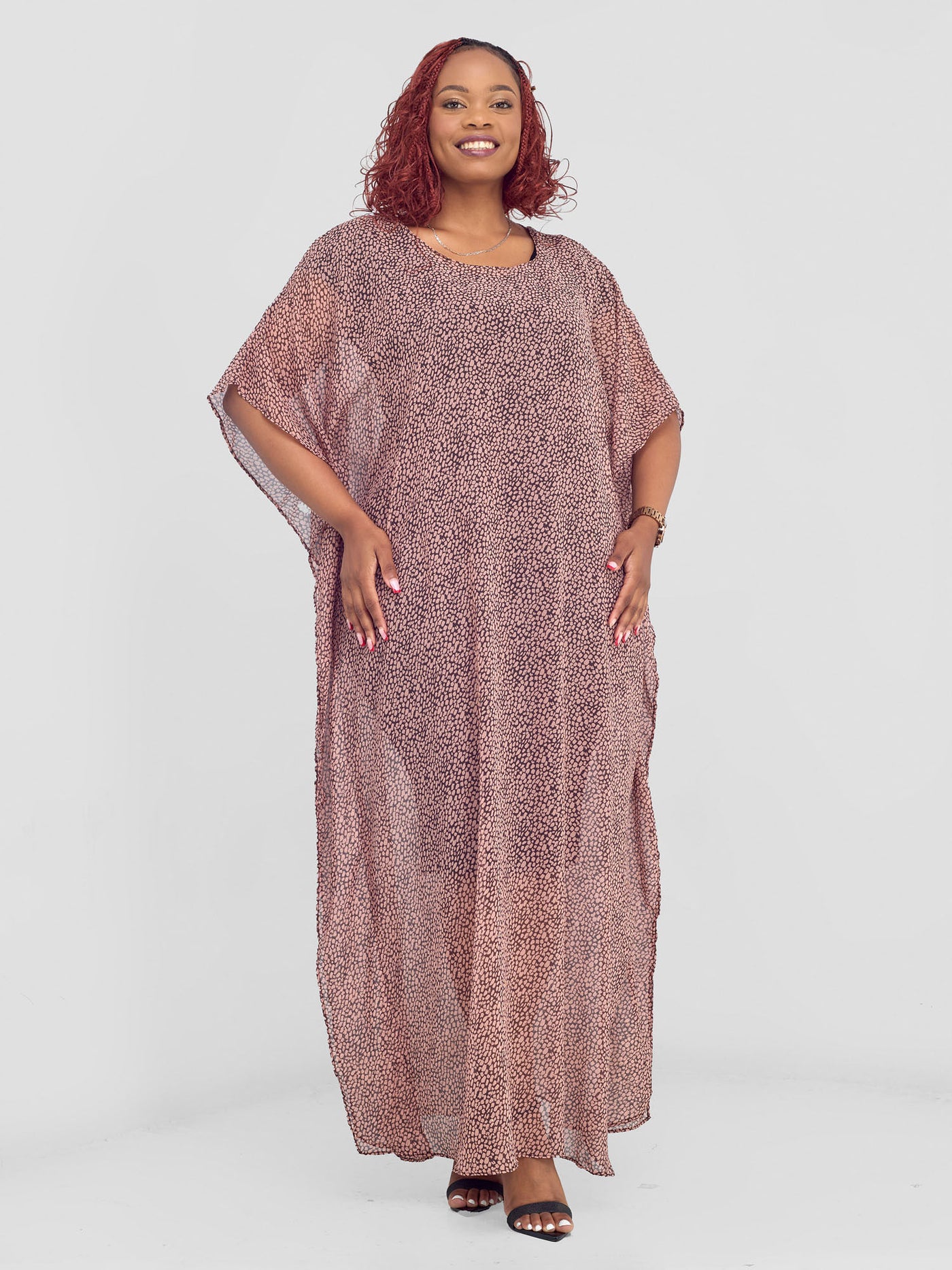 Vivo Basic Wide Liv Chiffon Maxi - Pink / Brown Print