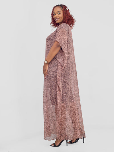 Vivo Basic Wide Liv Chiffon Maxi - Pink / Brown Print