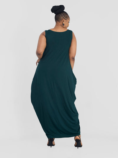 Vivo Basic Salma Maxi Boat Neck Dress - Dark Green