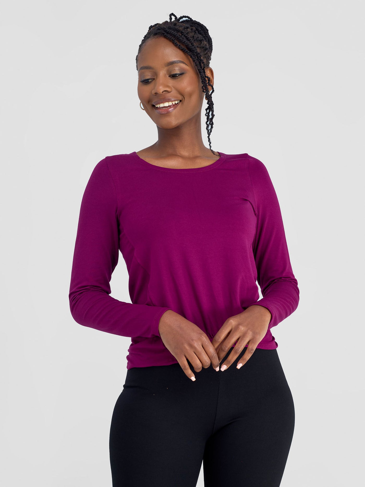 Vivo Kala Gathered Front Top - Burgundy