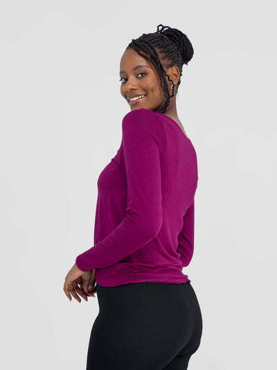 Vivo Kala Gathered Front Top - Burgundy