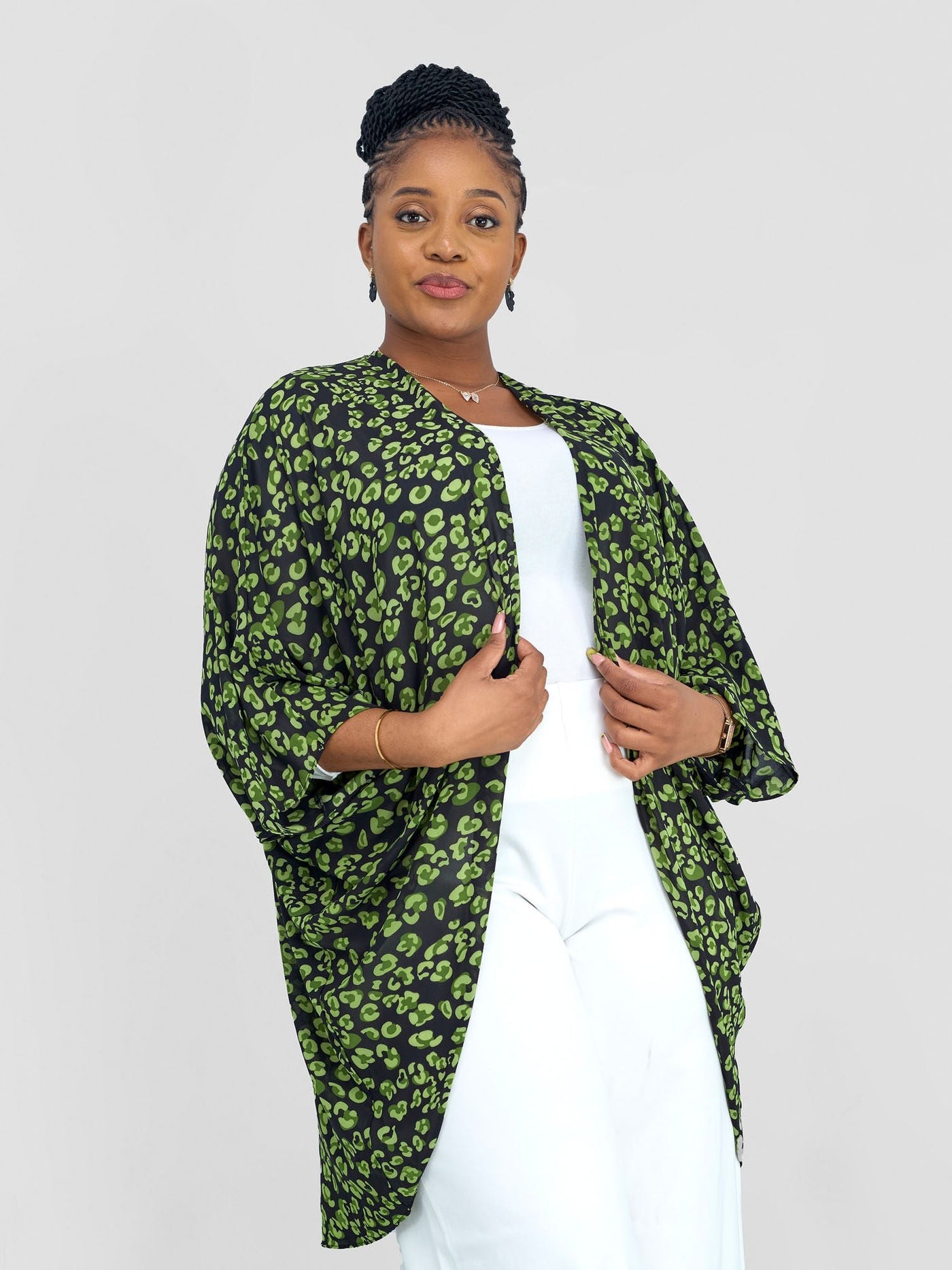 Vivo Maisha Butterfly Waterfall - Black / Green Doa Print - Shopzetu