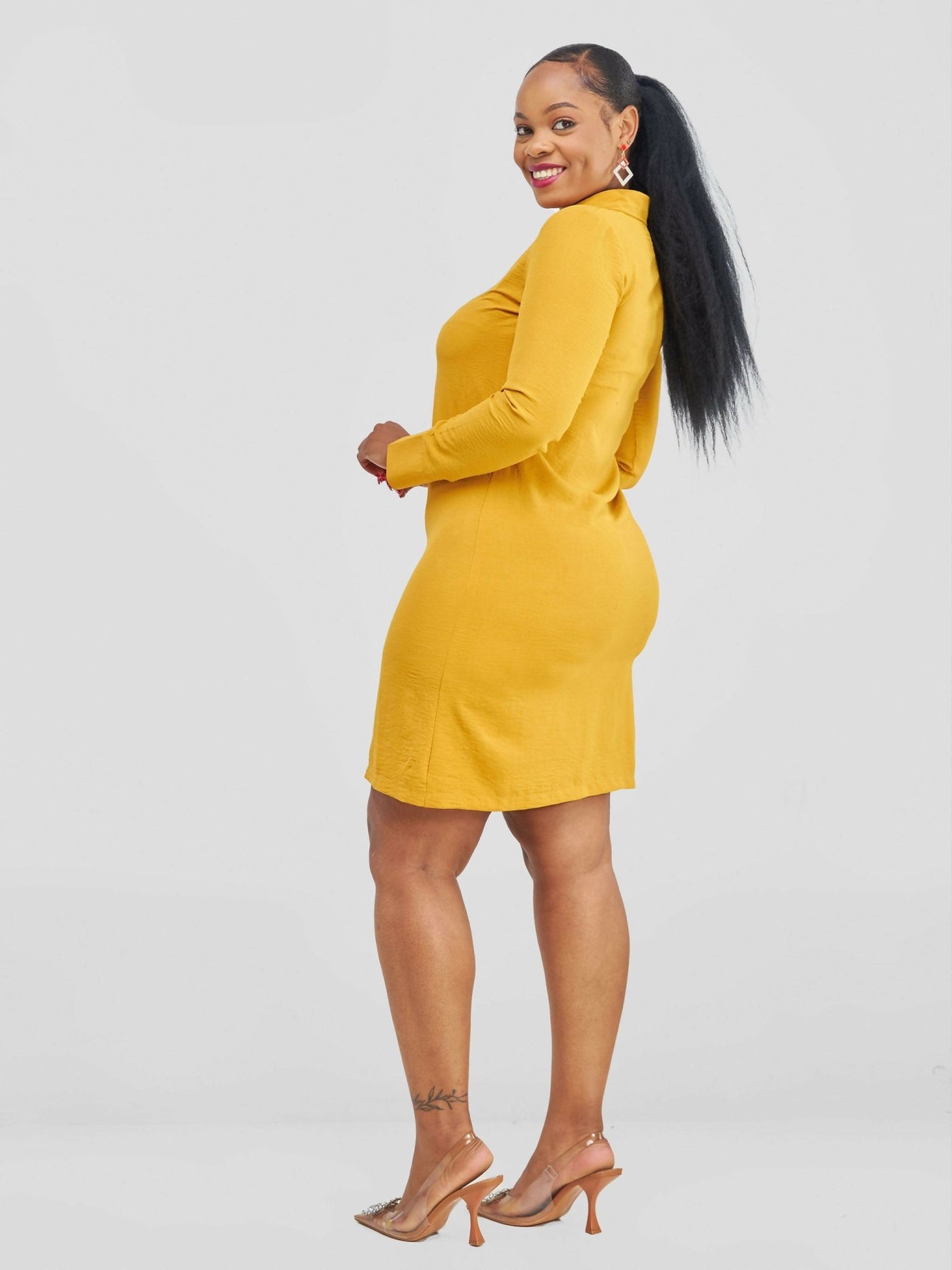 Bishop Dress - Mustard - Shopzetu