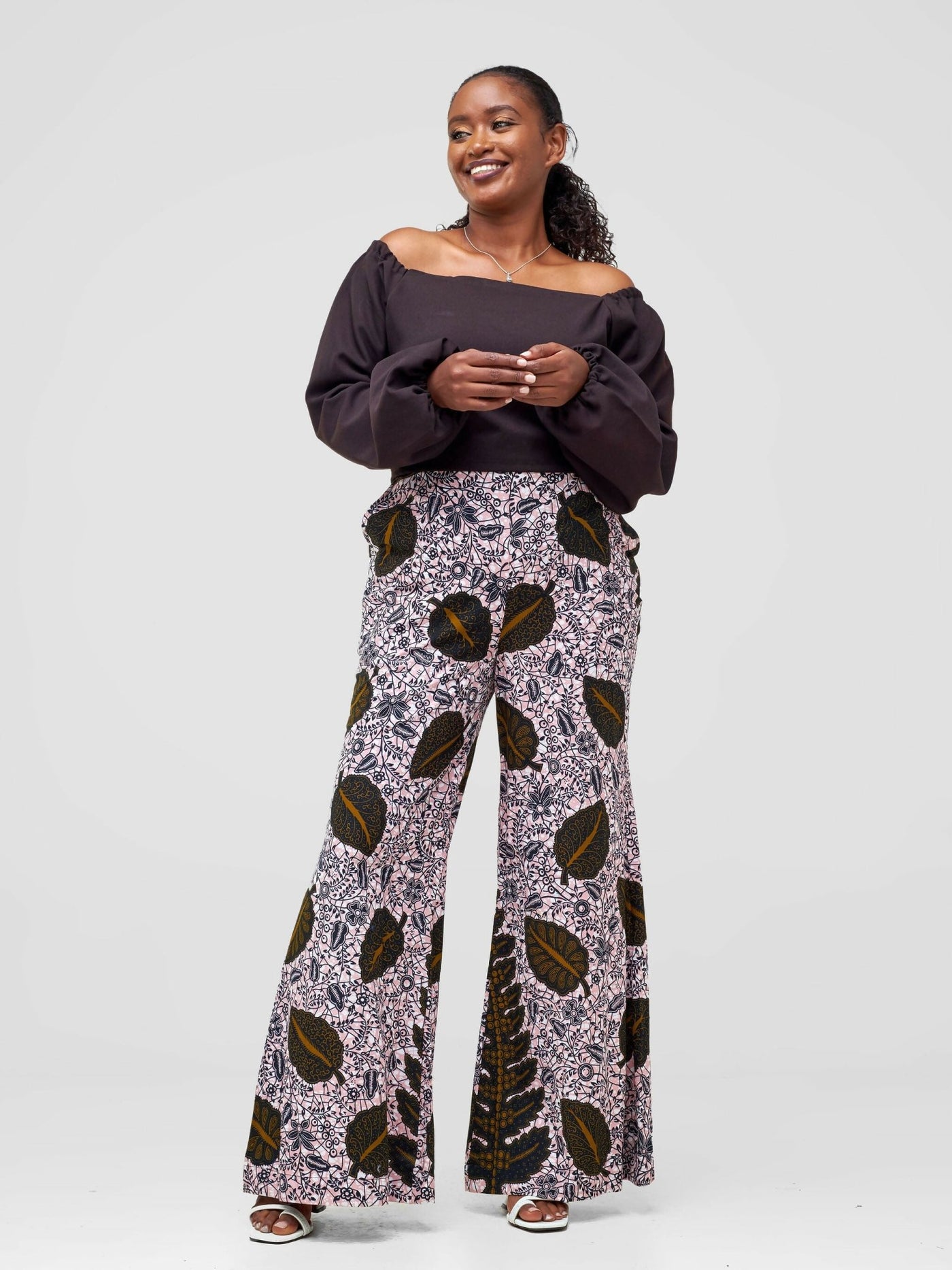 Nefpatra Off Shoulder Two Piece - Brown - Shopzetu