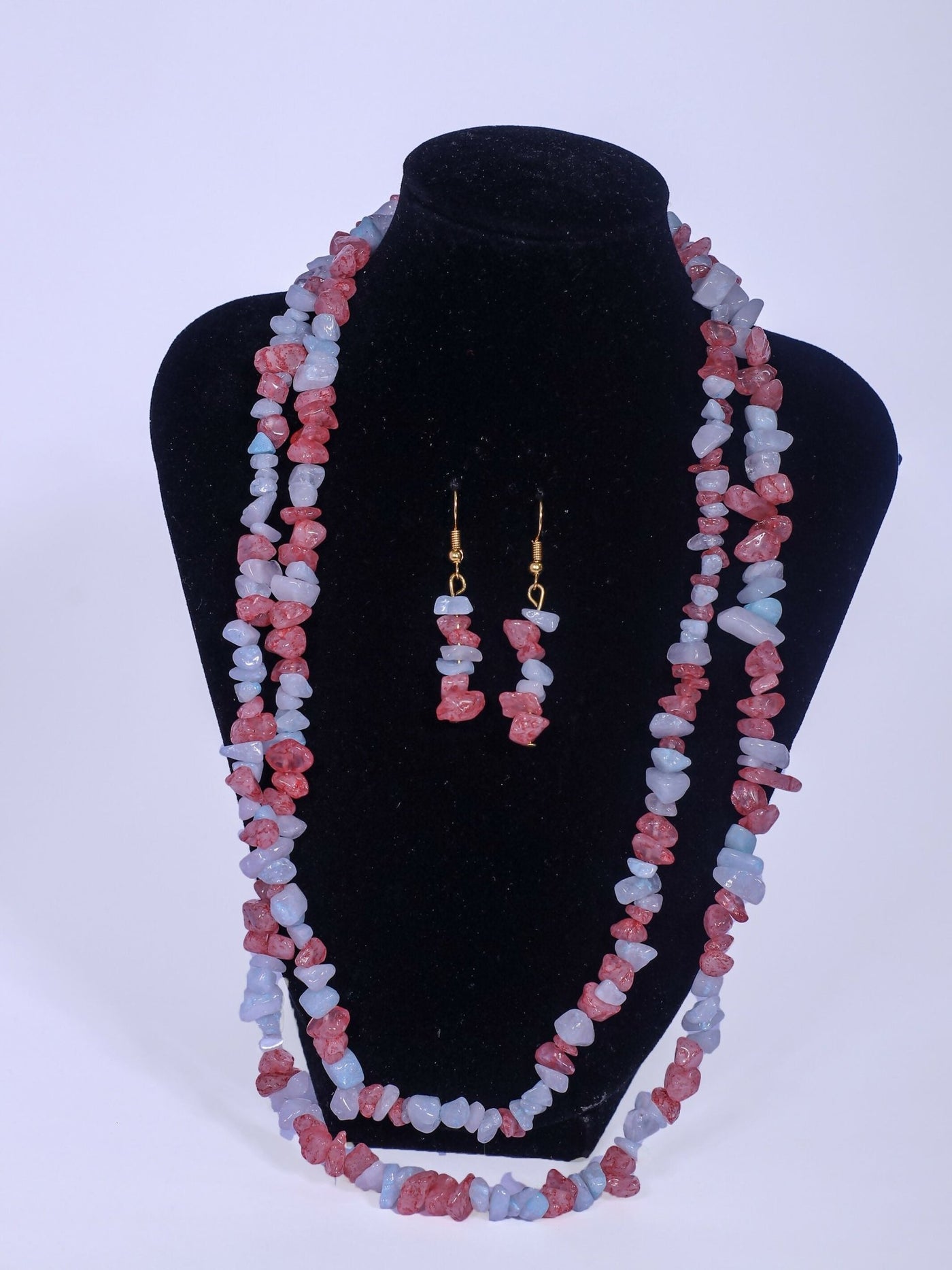 Klewisia Closet Double Layered Ceramic Beads Necklace Set - Pink - Shopzetu