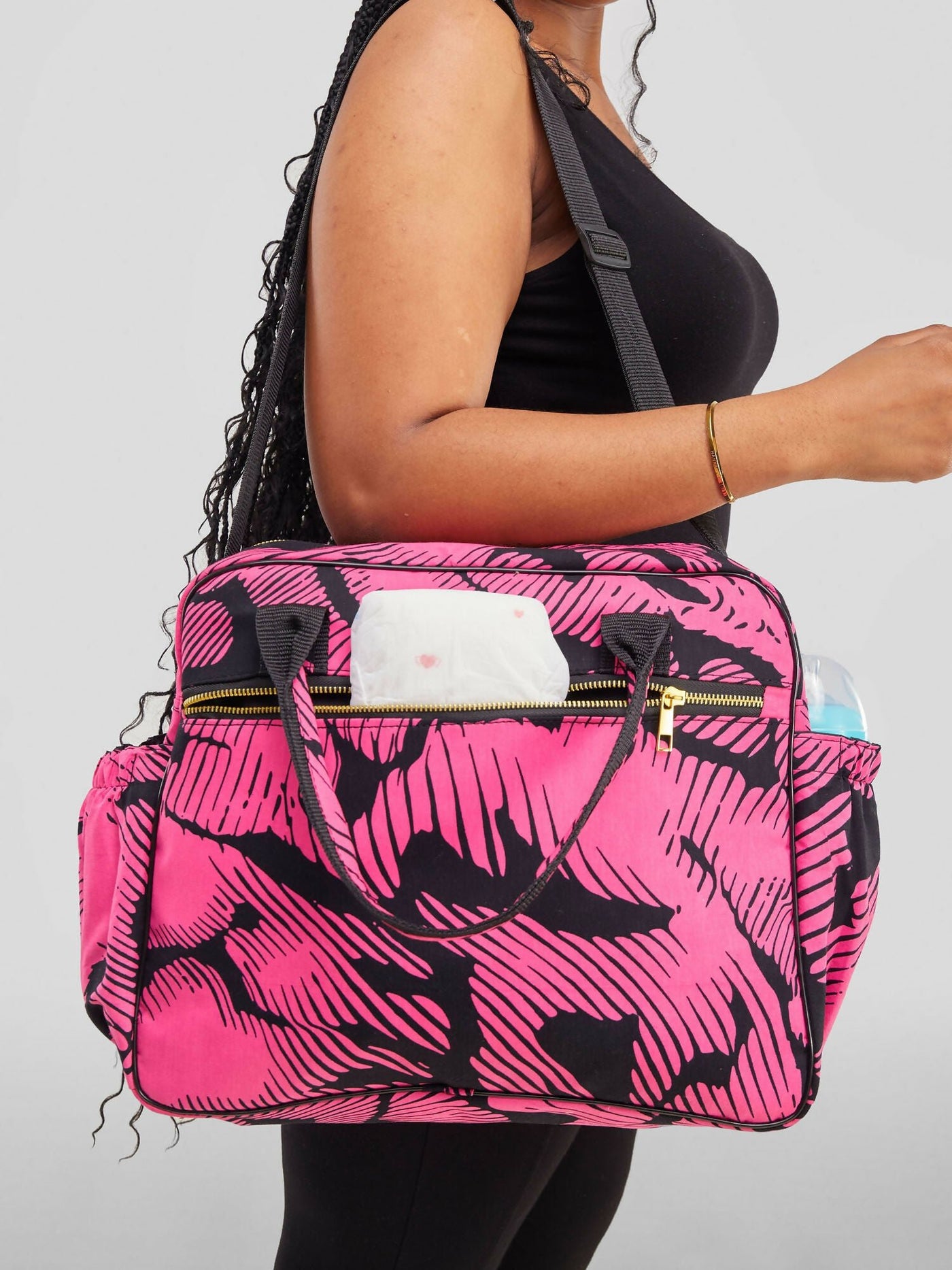 Ankara Artifacts Pink Tolu Bag - Pink / Black - Shopzetu