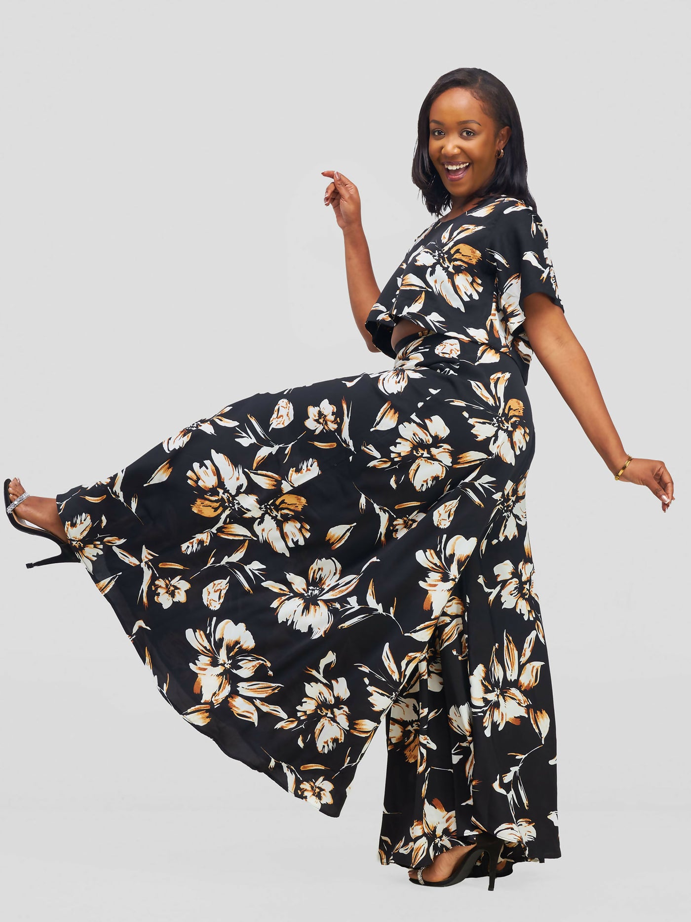 Stella Customized Kenya Pant Set - Floral Black