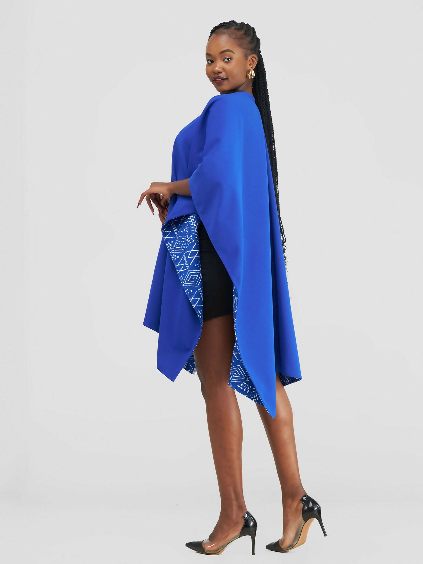 African Yuva Ndege Reversible Poncho - Blue - Shopzetu