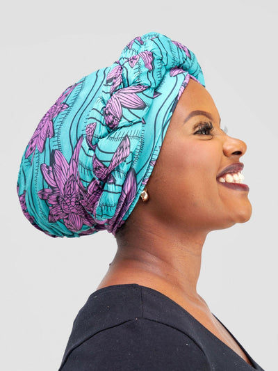 Aisha Fashion World Turban - Blue Floral - Shopzetu