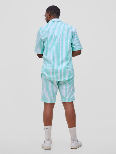 Safari Mansi Mens Summer Shirt - Green Stripes