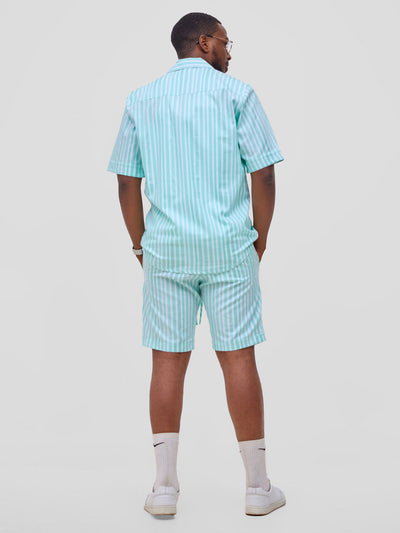 Safari Mansi Mens Summer Shirt - Green Stripes