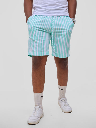 Safari Mansi Mens Shorts - Green Stripes