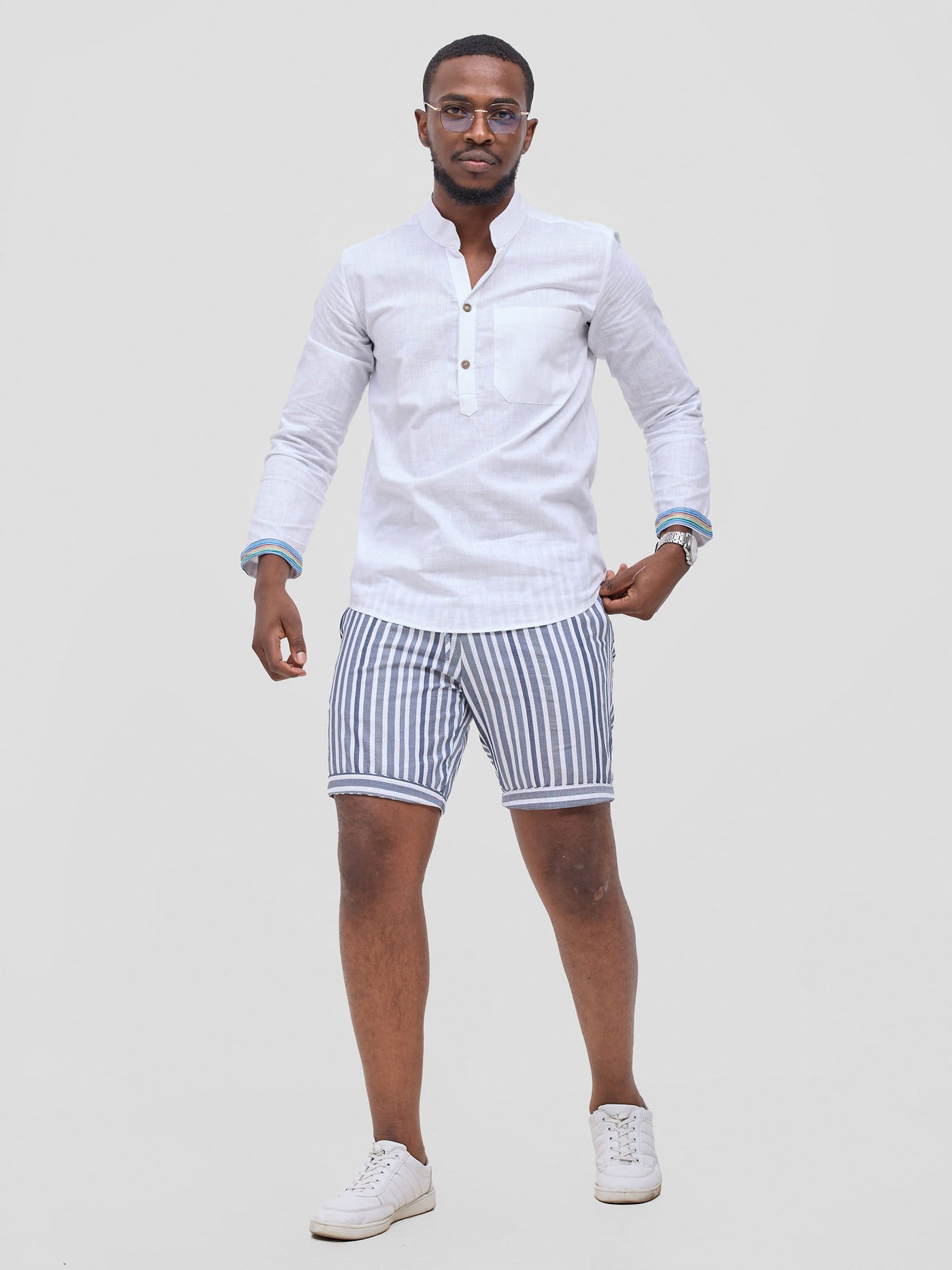 Safari Mansi Mens Shorts - Black Stripes