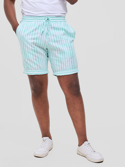 Safari Mansi Mens Shorts - Green Stripes