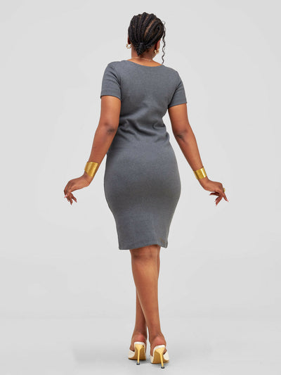 Chic Plug Stretchy Dress - Grey