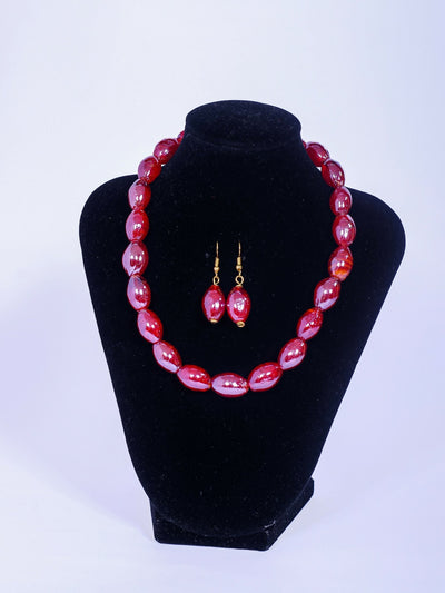 Klewisia Closet Shiny Pearls Necklace - Red - Shopzetu