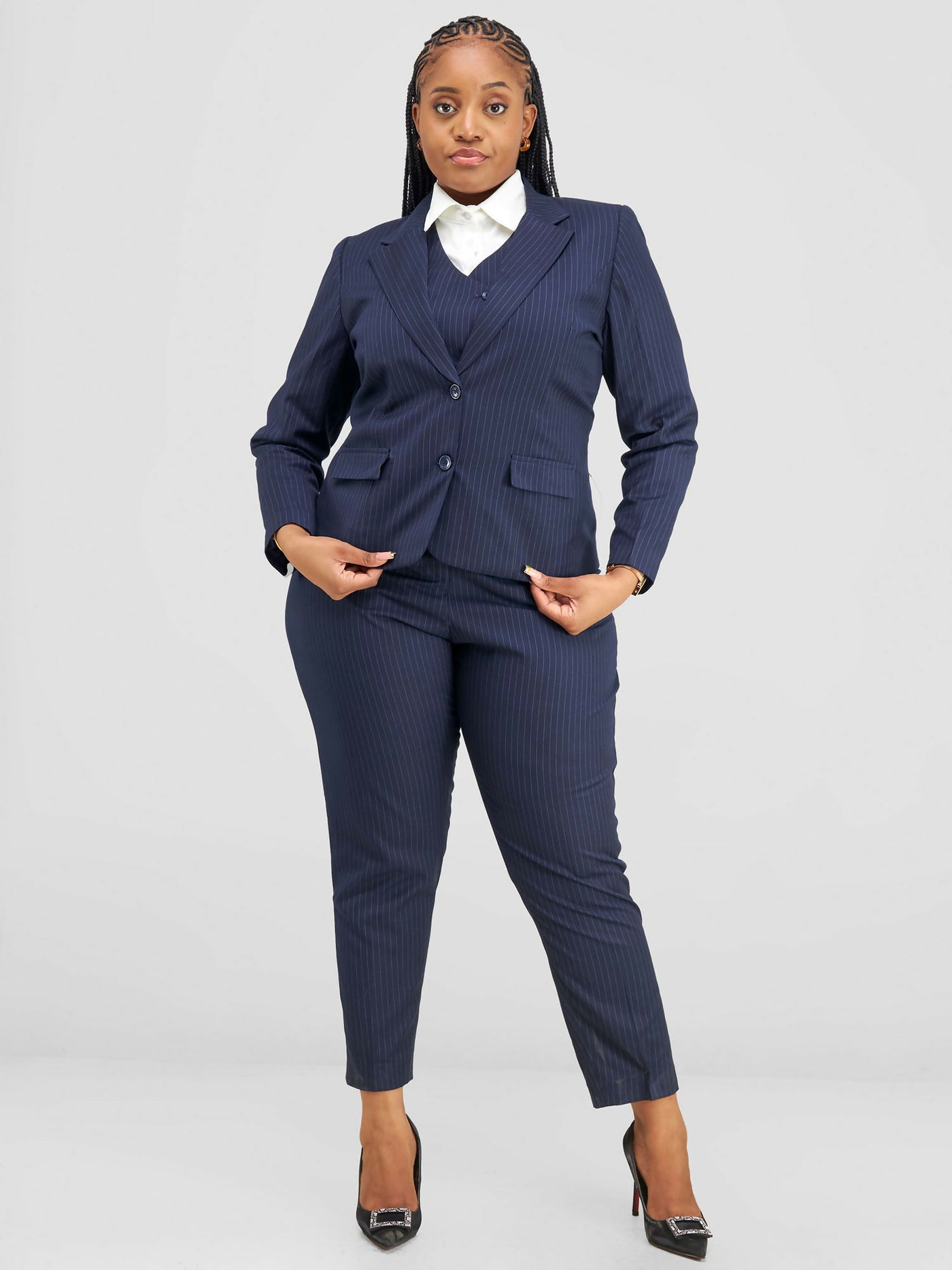 Bold N chic Pinstripped Three (3) Piece Suit Pant - Blue