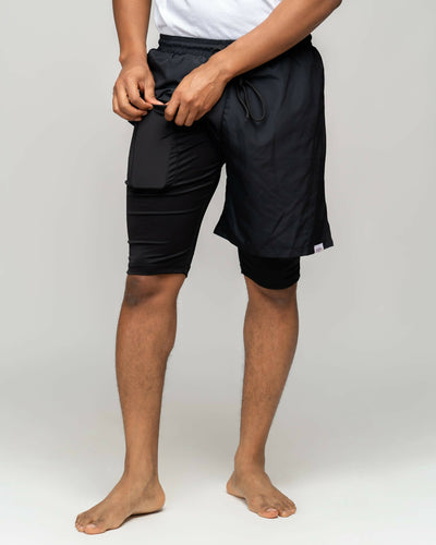 Zaiba Creations Modest Workout 2 in1 Long Shorts - Black - Shopzetu