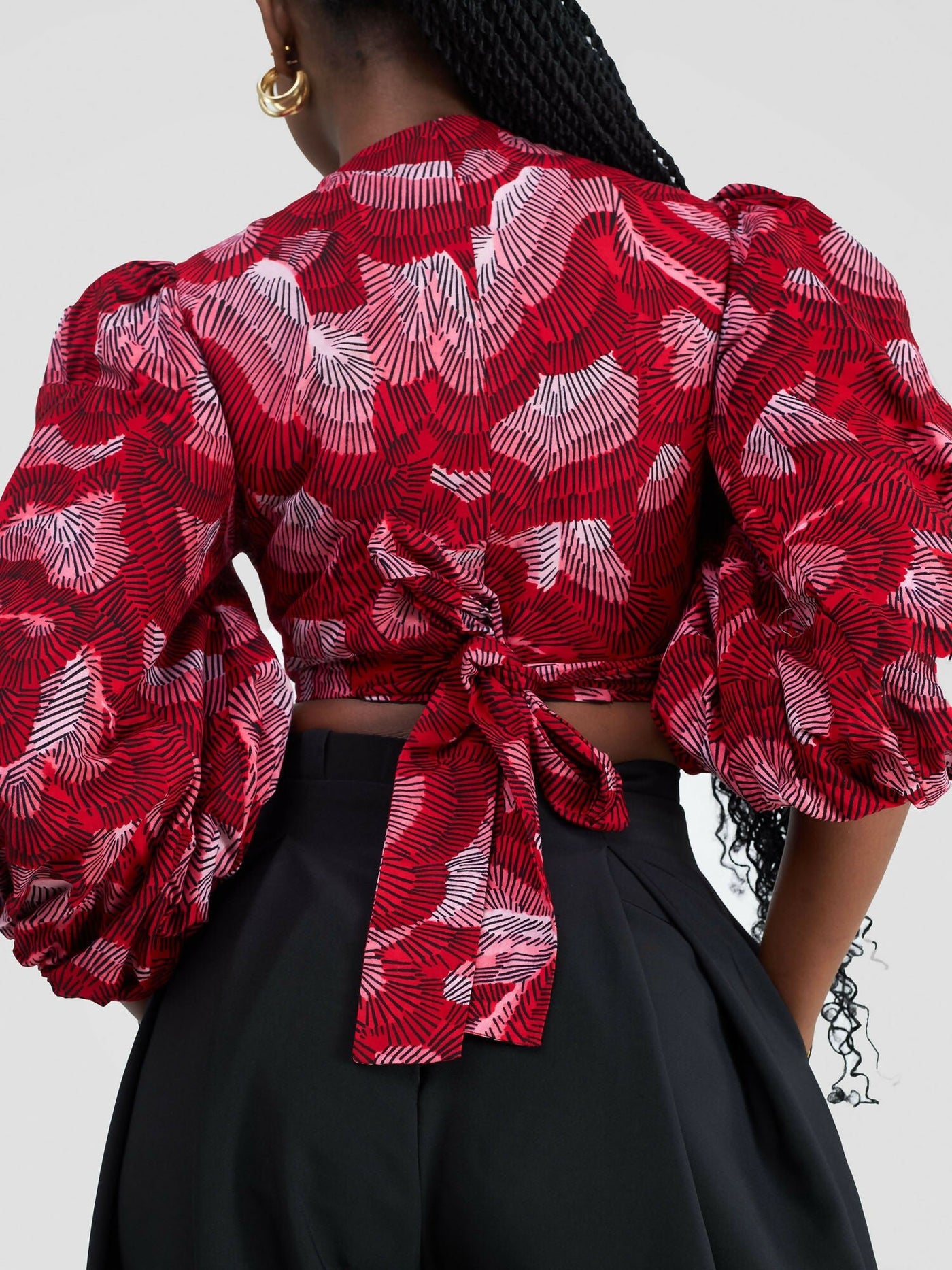 African Yuva Alora African Print Wrap Top - Red Print - Shopzetu