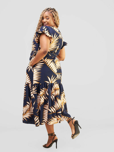 Lizola Ember Maxi Dress - Navy Blue / Cream - Shopzetu