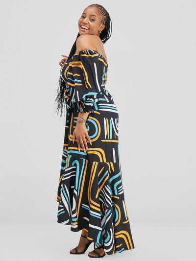 Lizola Elizabeth Maxi Dress - Blue / Yellow / White - Shopzetu