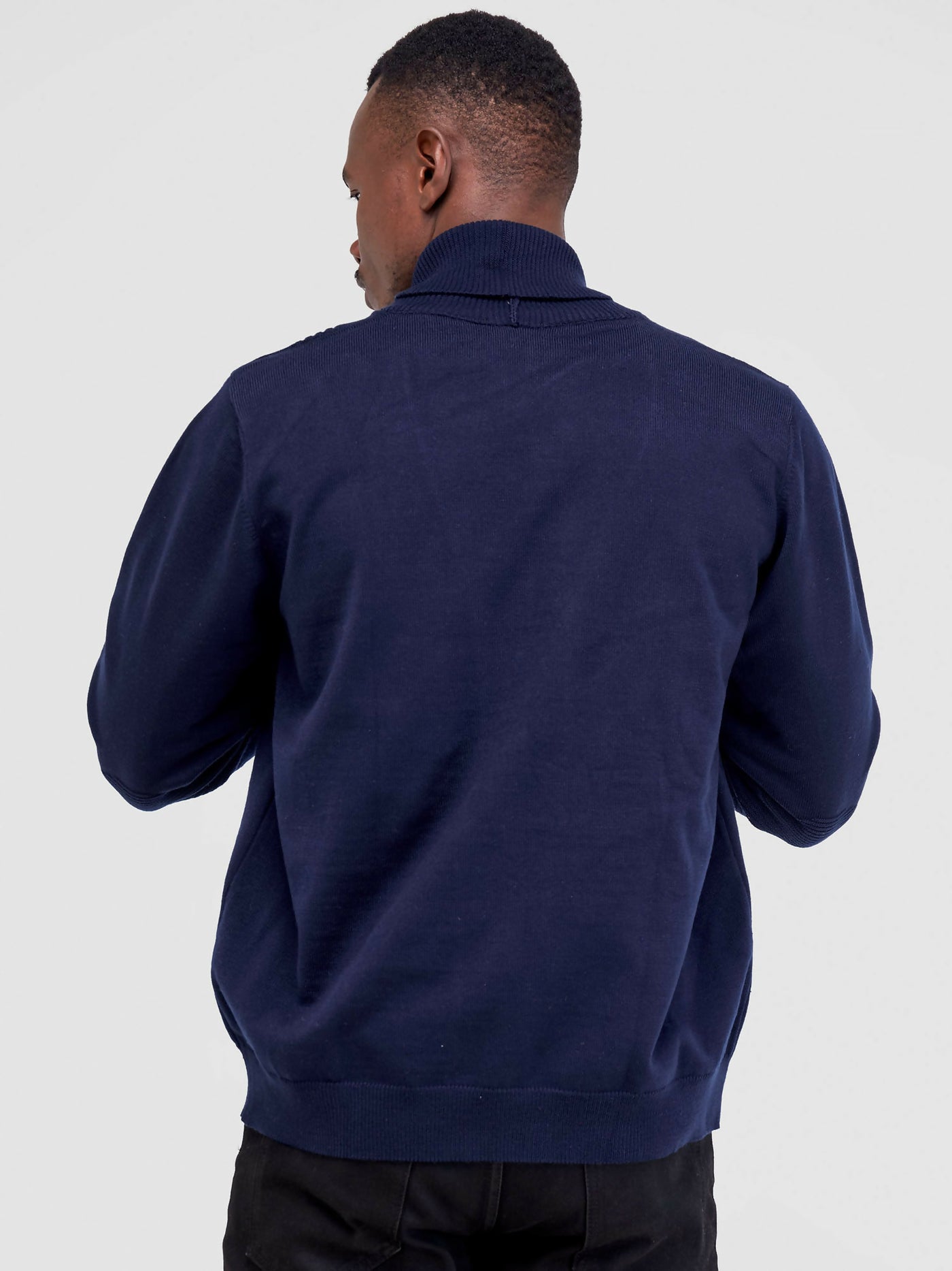 Anel's Knitwear Zetu Men's Half Open Sweater - Navy Blue