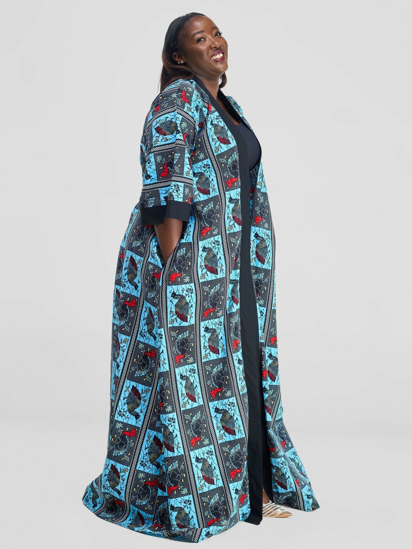 Simbaress Fashion Ndege Long Kimono - Blue - Shopzetu