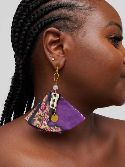 Tuli Razia Ankara With Detail Earring - Purple - Shopzetu