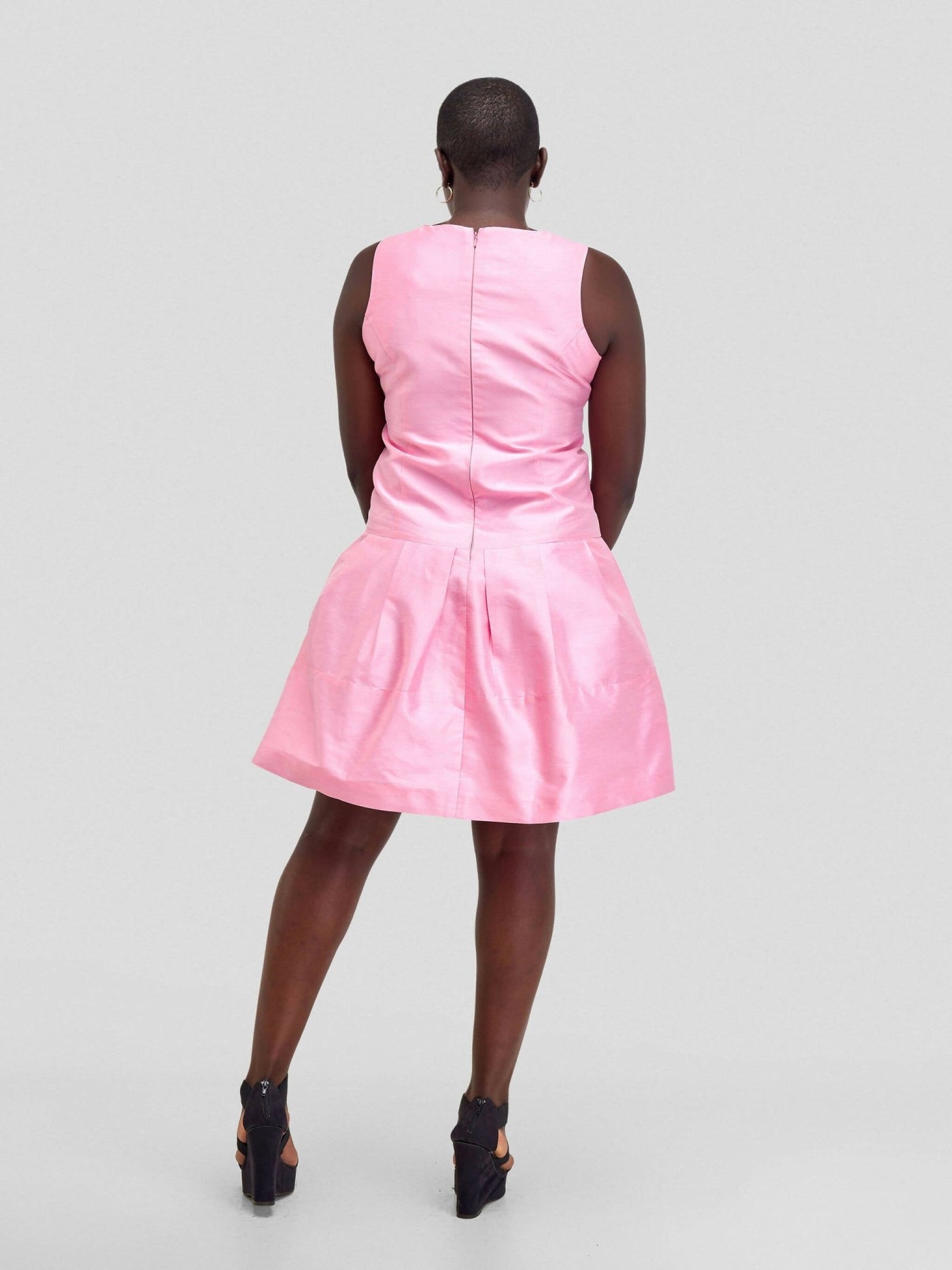 Fauza Design Pinki Raw Silk Balloon Dress - Pink - Shopzetu