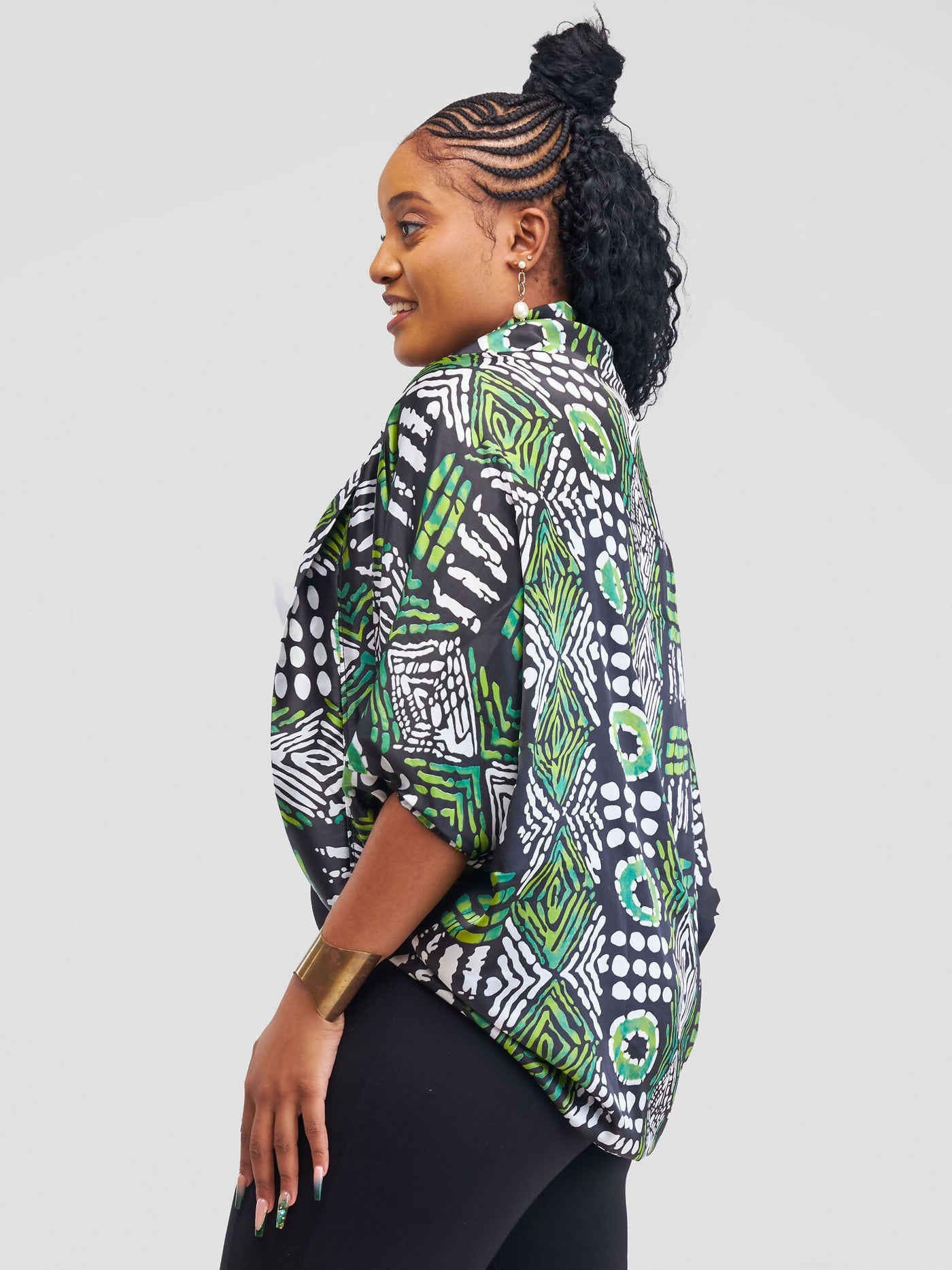 Adire Bomber Shawl - Green