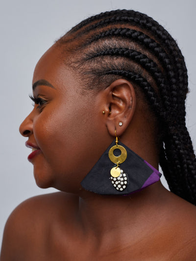 Tuli Razia Ankara With Detail Earring - Purple - Shopzetu