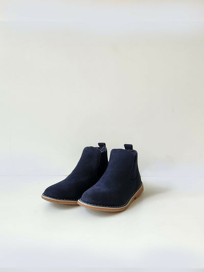 Boys Leather Ankle Boots - Navy - Shopzetu